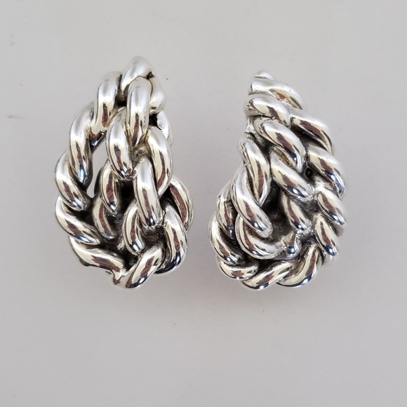 E&L Israel Sterling Silver Electroform Braided Earrings - Picture 3 of 8